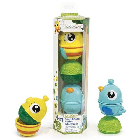 Tubo Cuentas - Abeja y Pájaro Azul - 6 pzs