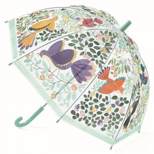 Paraguas Transparente Flores y Pájaros
