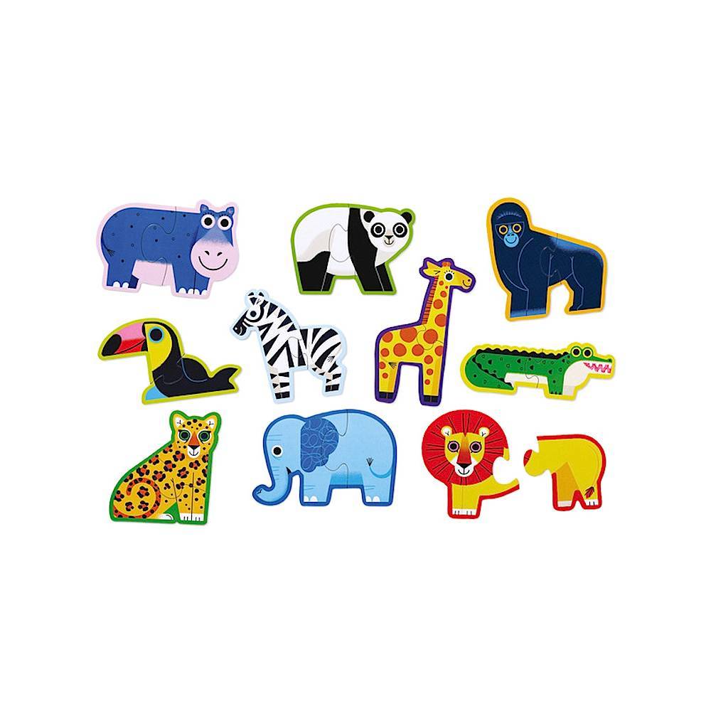 Classic World Zoo Puzzle 7 Pieces Wooden Pegged Animal Toy for Baby Toddler Early Learning Education 