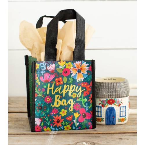 Gift Bag small TEAL GOLD FLORAL