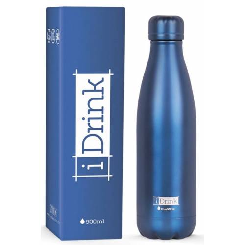 Botella de Acero Azul Metalizado Mate 500 ml - I-DRINK